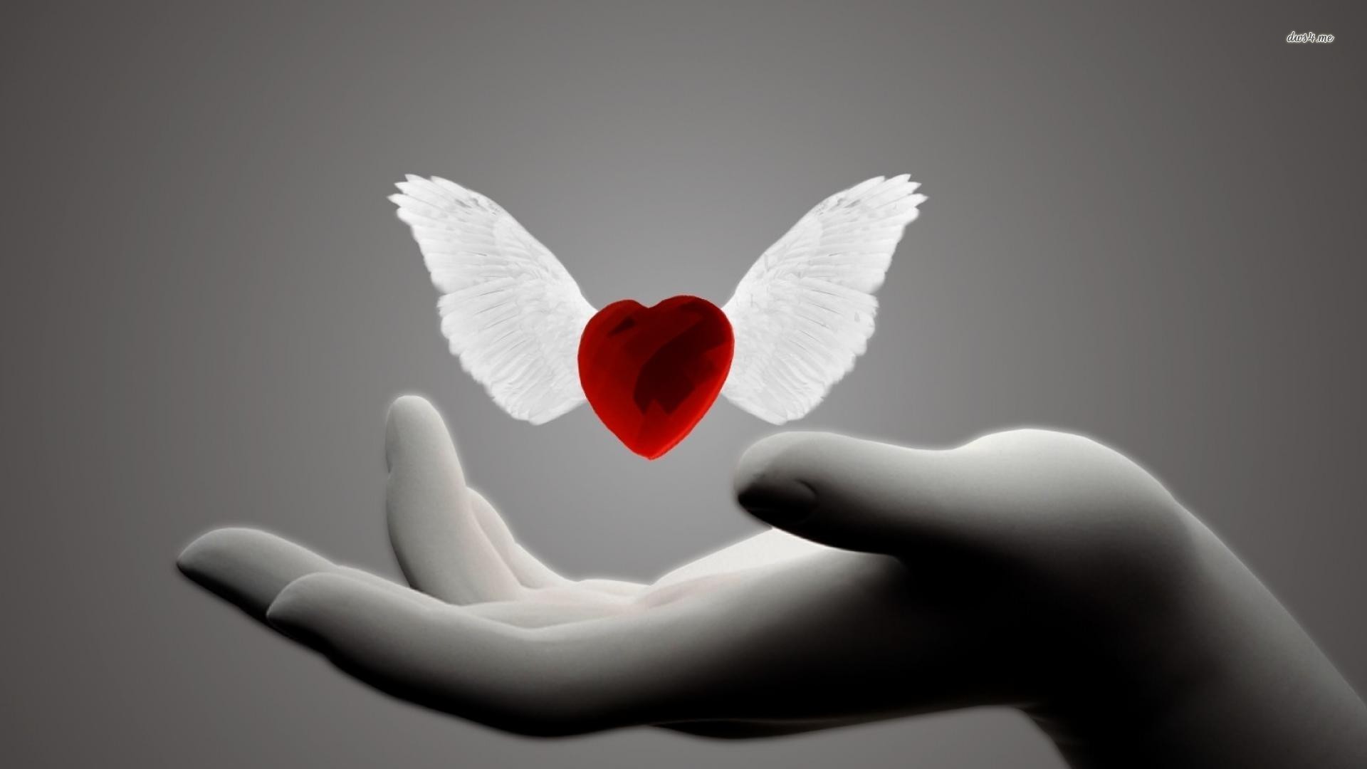 1920x1080 ... Heart with wings wallpaper  ...