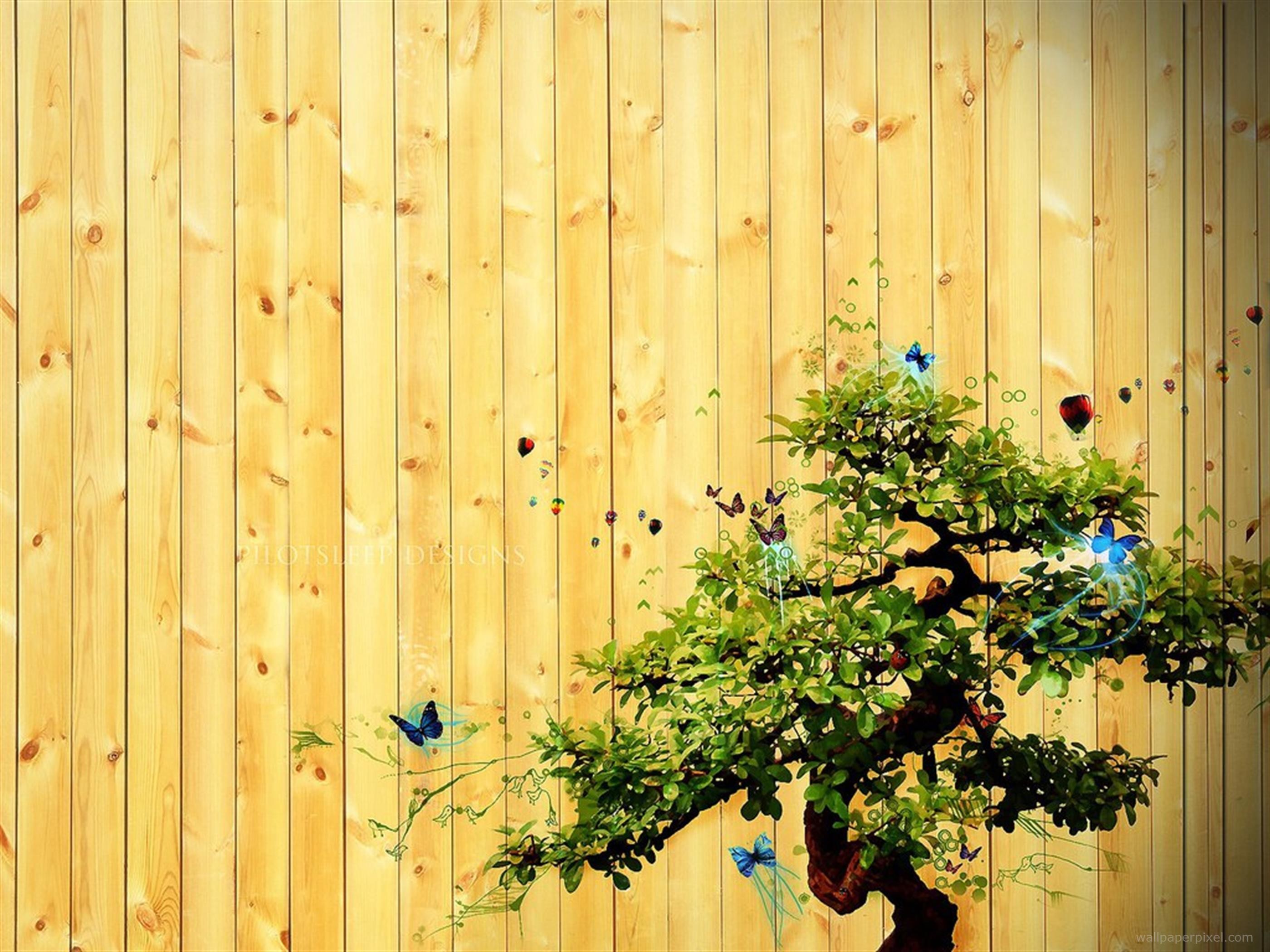 2800x2100 Bonsai Wooden Fence Wallpaper