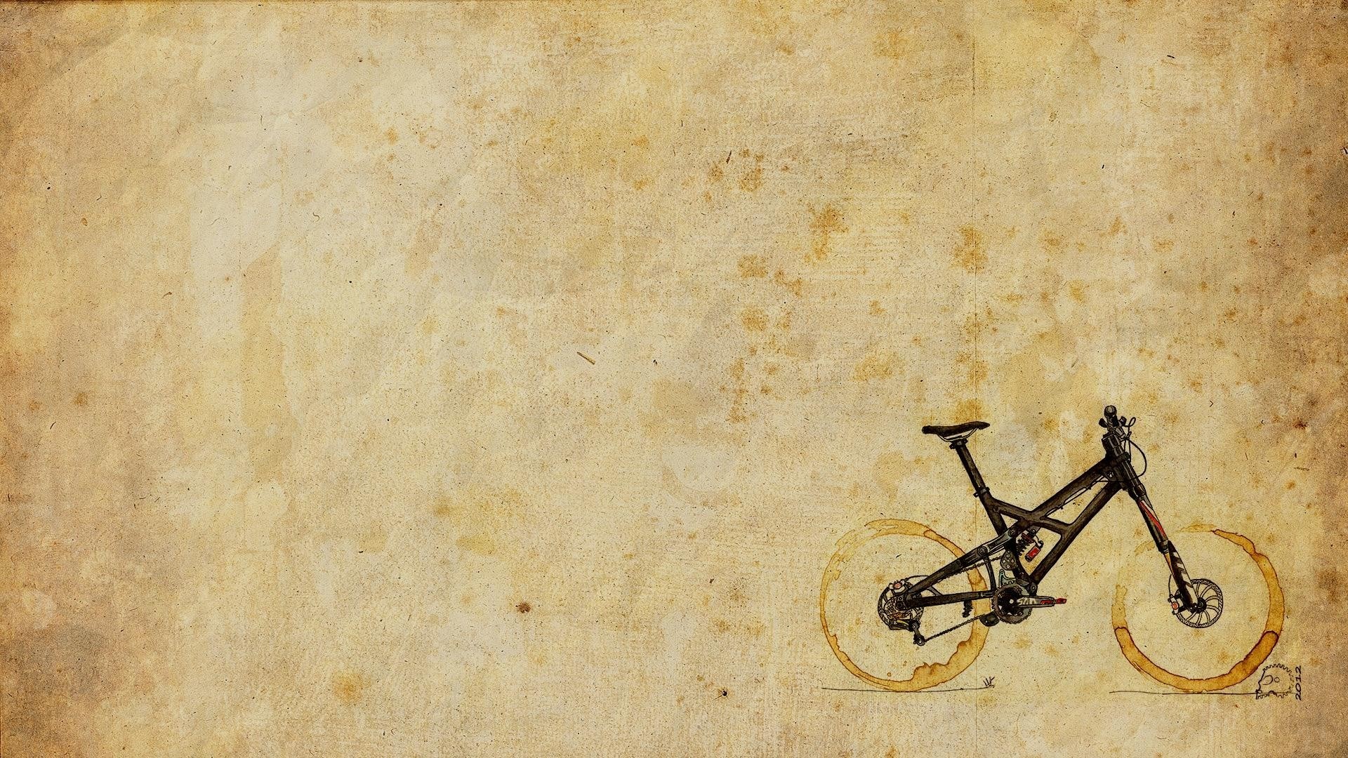 1920x1080 Two Cups Coffee Stains Mountain Bike Art HD Wallpaper - ZoomWalls