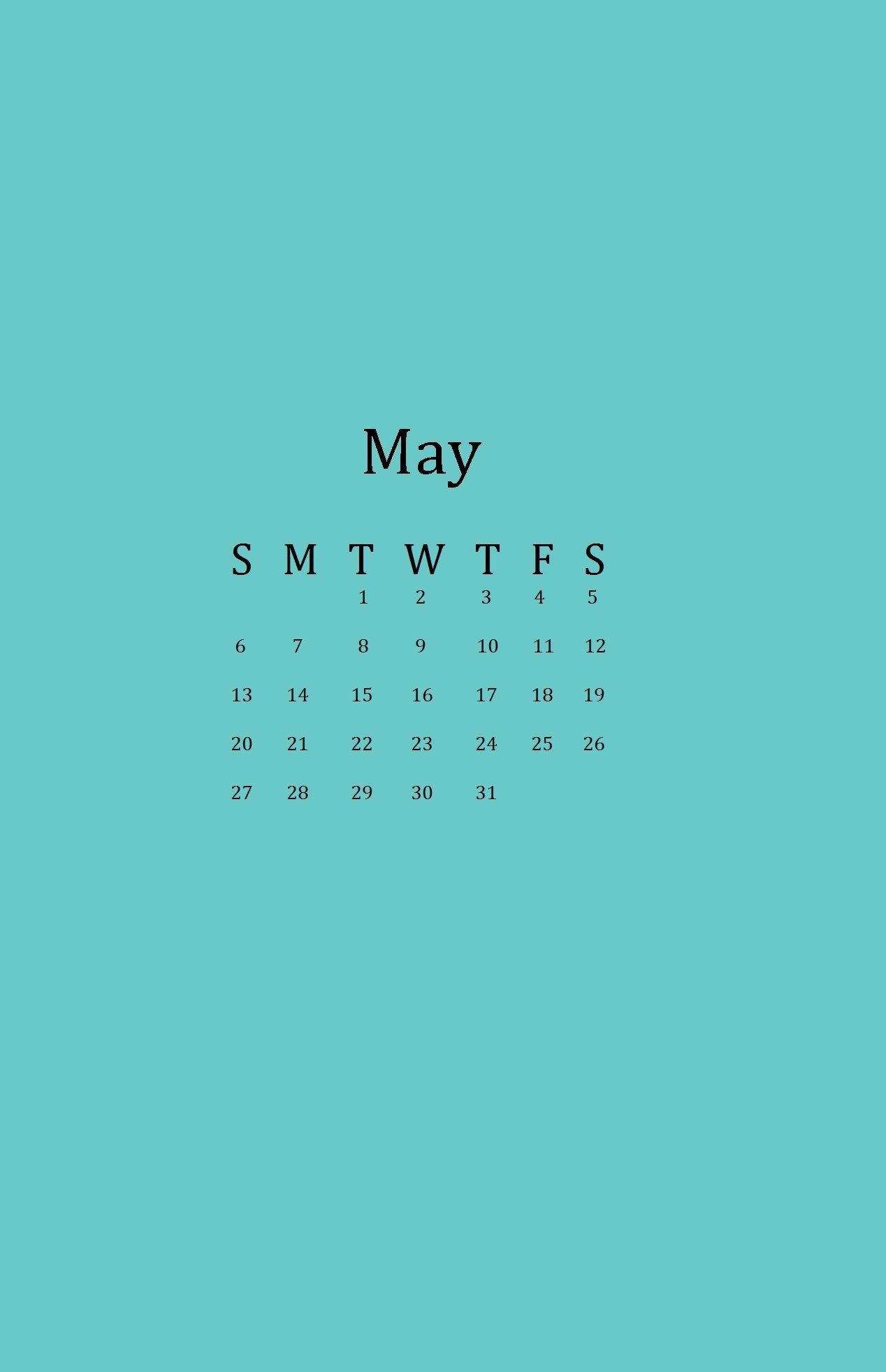 1268x1964 Cute May 2018 iPhone Calendar