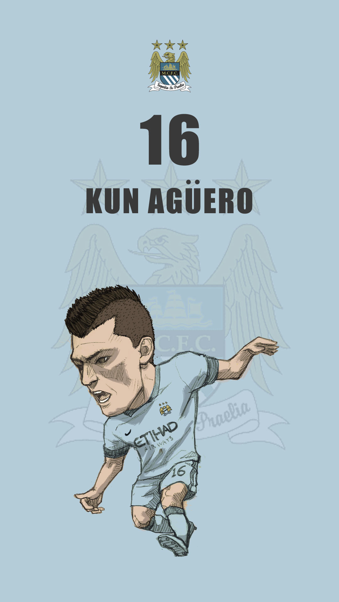 1080x1920 Manchester City fan art for mobile wallpaper "Sergio Aguero"