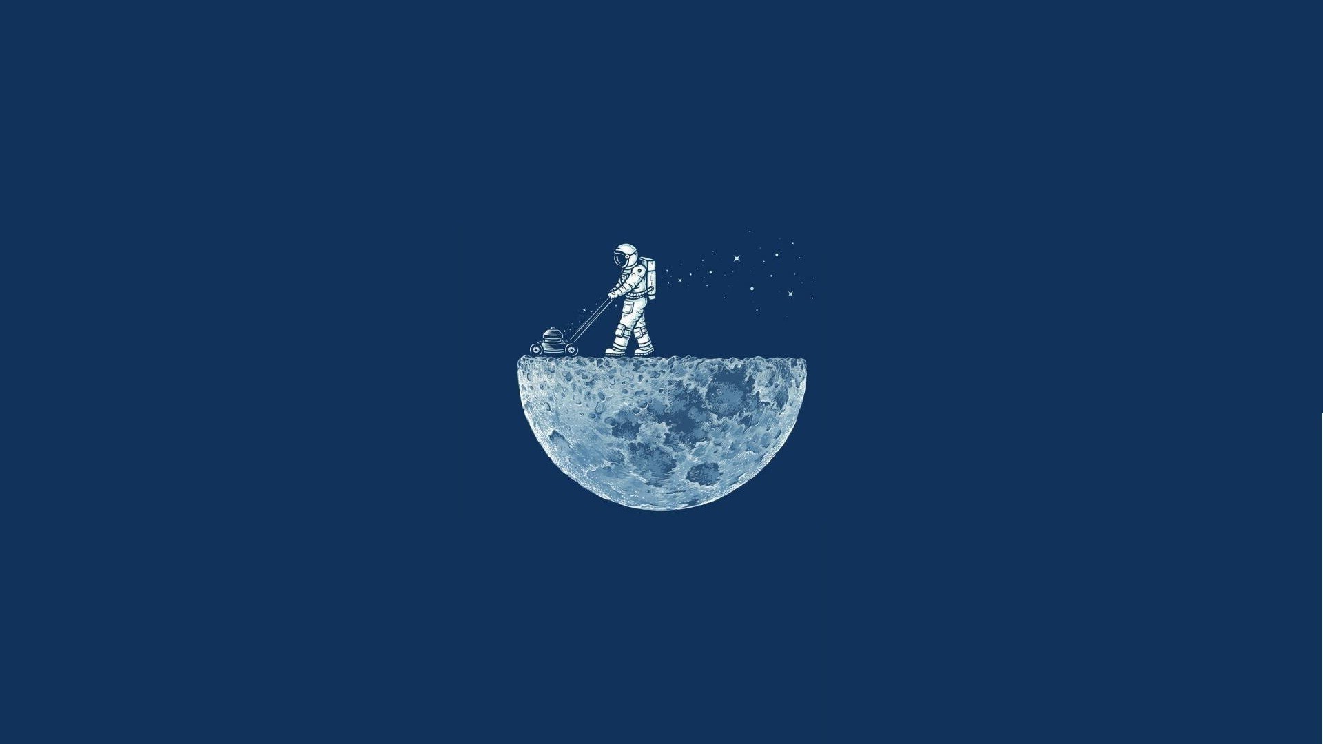 1920x1080 space, Minimalism, Blue Background, Moon, Astronaut, Astronauts, Humor Wallpapers  HD / Desktop and Mobile Backgrounds