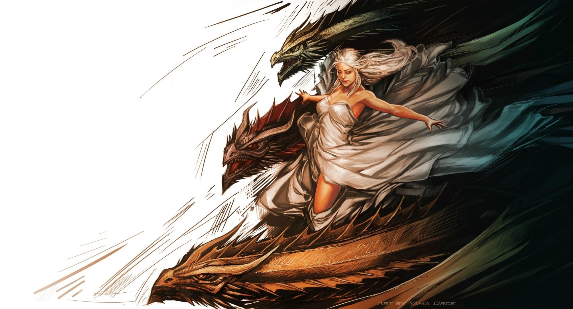 2001x1080 Game Of Thrones Daenerys Targaryen Painting Art Dragons Dragon Fantasy  Wallpaper At Fantasy Wallpapers