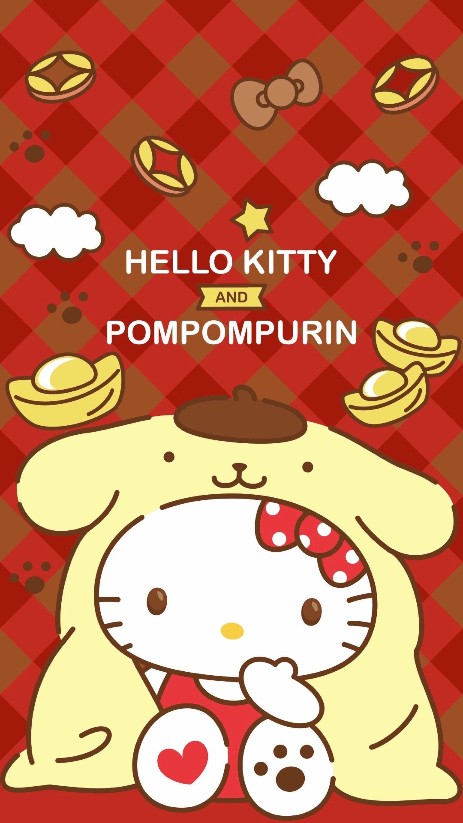 1600x2844 Hello kitty and pompompurin Wallpaper Sanrio Wallpaper, Hello Kitty  Wallpaper, Kawaii Background, Hello