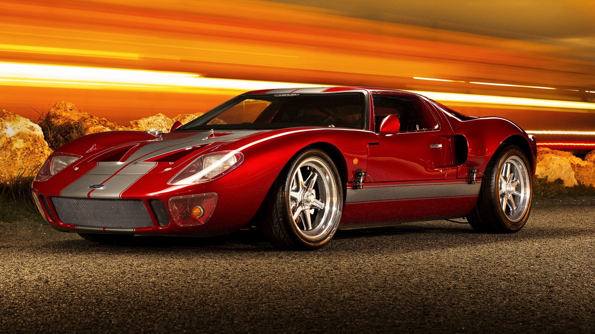 1920x1080  Wallpaper ford, gt40, supercar, red, side view