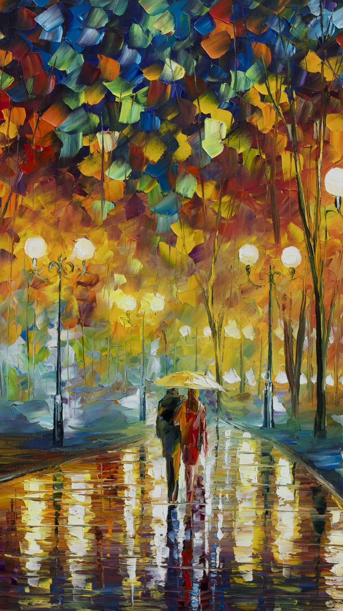 1439x2559 Cute Couple Oil Painting iPhone Wallpaper